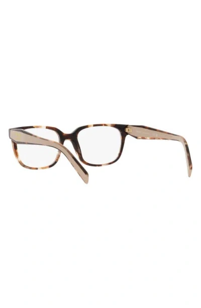 Prada 52mm Rectangular Optical Glasses In Multi