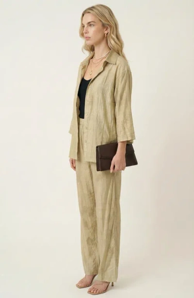 Modenaire Relaxed Button Front Shirt & Drawstring Pants Set In Green
