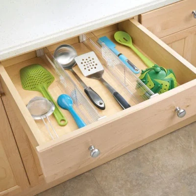 Idesign Plastic Adjustable Deep Drawer Dividers In Transparent