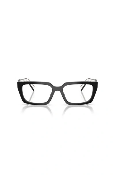 Prada 55mm Rectangle Optical Glasses In Black