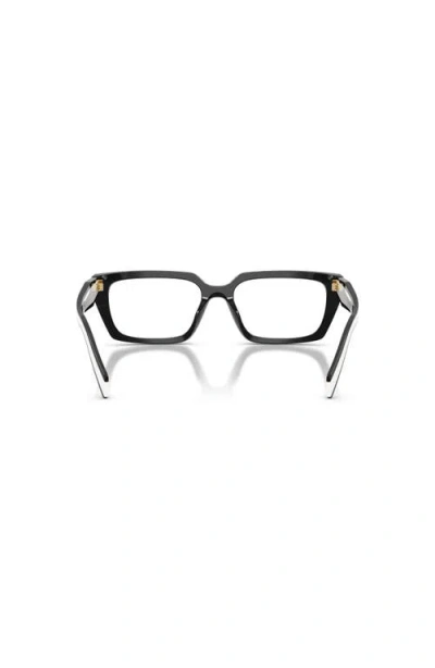 Prada 55mm Rectangle Optical Glasses In Black
