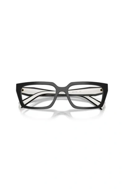 Prada 55mm Rectangle Optical Glasses In Black