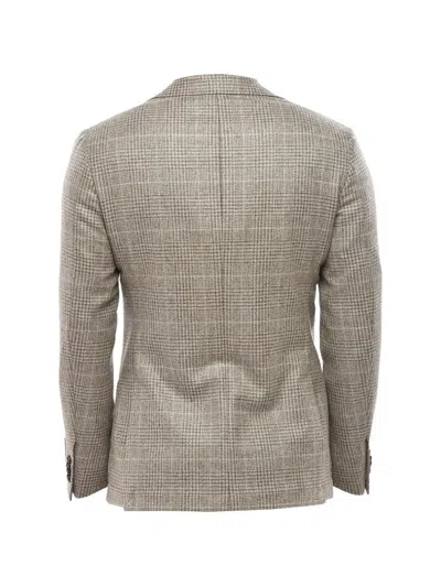 Corneliani Check Single-breasted Blazer In Gray