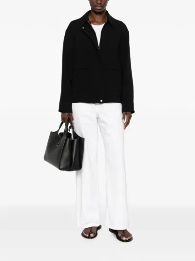 Max Mara Flap-pocket Zip-up Jacket In Black