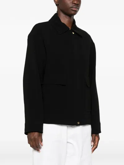 Max Mara Flap-pocket Zip-up Jacket In Black