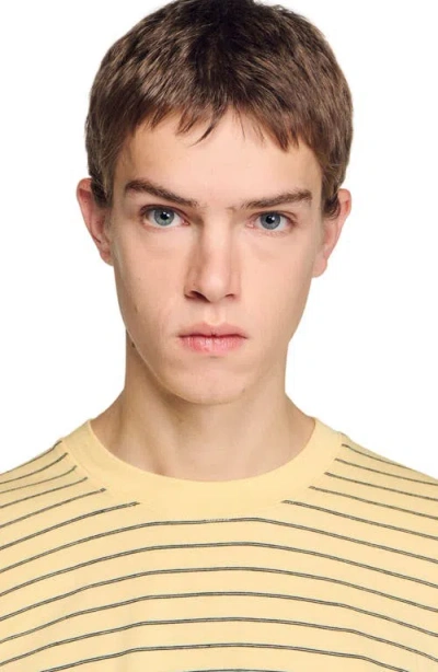 Sandro Striped T-shirt In Yellow