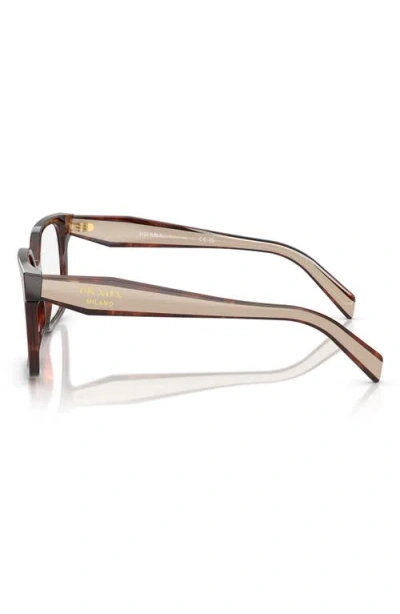 Prada 54mm Rectangular Optical Glasses In Brown