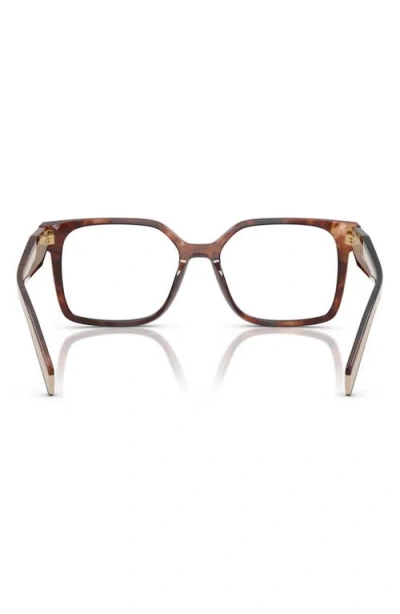 Prada 54mm Rectangular Optical Glasses In Brown