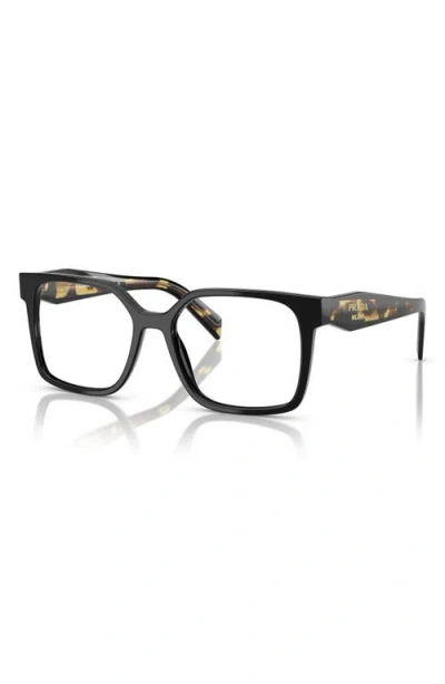 Prada 54mm Rectangular Optical Glasses In Black