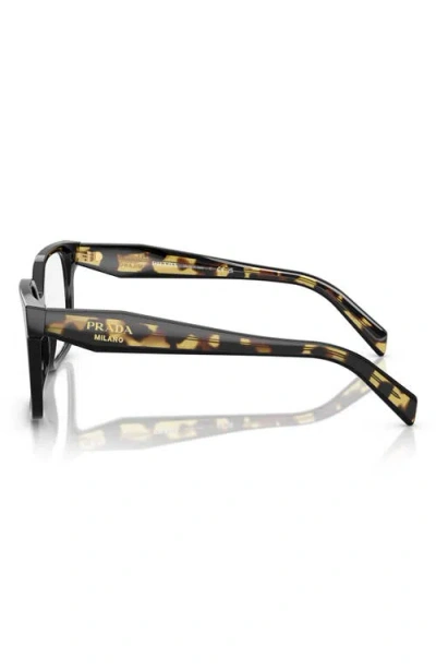 Prada 54mm Rectangular Optical Glasses In Black