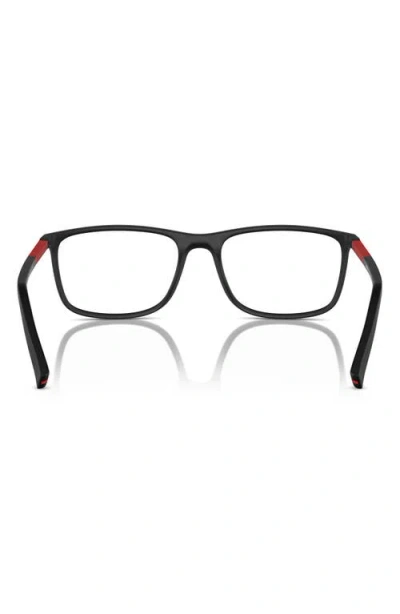 Prada Linea Rossa 57mm Rectangular Optical Glasses In Black