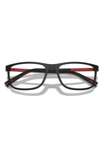 Prada Linea Rossa 57mm Rectangular Optical Glasses In Black