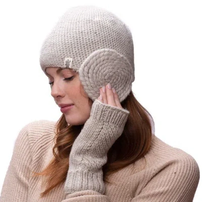 Nirvanna Designs Diagonal Knit Handwarmers In Gold