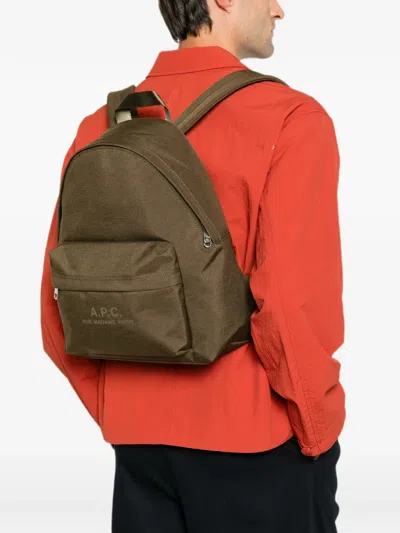A.p.c. Logo-print Backpack In Green