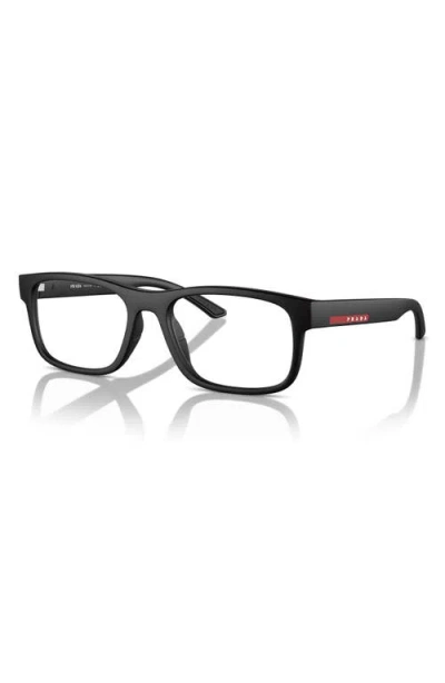 Prada Linea Rossa 54mm Rectangular Optical Glasses In Black