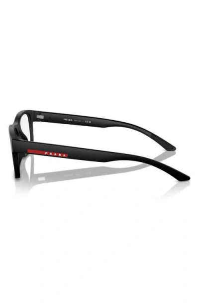 Prada Linea Rossa 54mm Rectangular Optical Glasses In Black