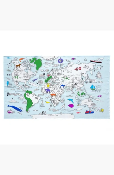 Eat Sleep Doodle World Map Tablecloth In Multi