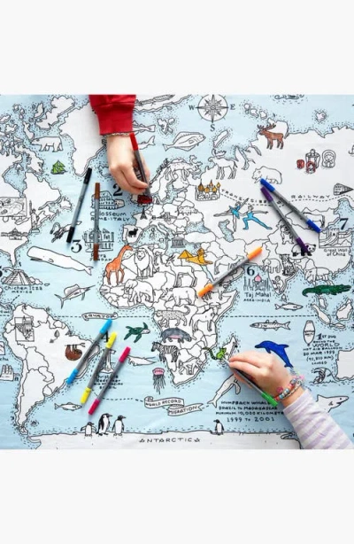 Eat Sleep Doodle World Map Tablecloth In Multi
