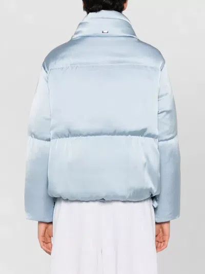Herno Padded Jacket High Collar Drawstring Hem In Blue