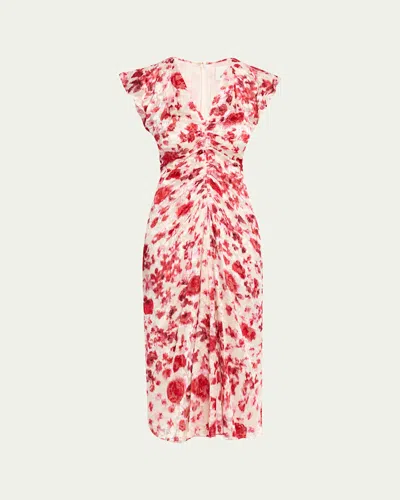 Isabel Marant Lindsay Floral Ruched Jacquard Midi Dress