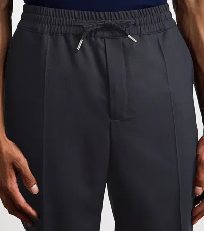 Sandro Paris Wool-blend Drawstring Trousers In Blue
