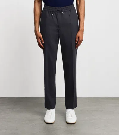 Sandro Paris Wool-blend Drawstring Trousers In Blue