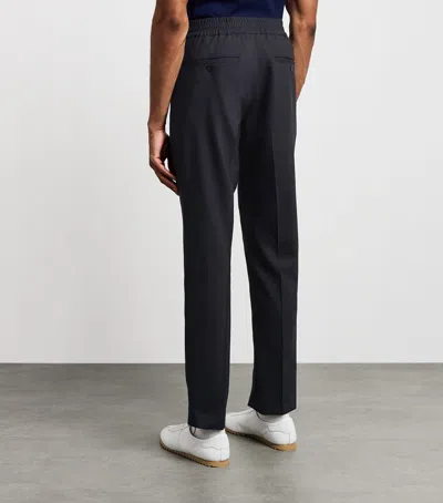 Sandro Paris Wool-blend Drawstring Trousers In Blue