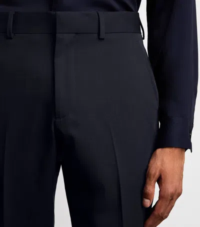 Sandro Paris Virgin Wool Straight Trousers In Blue