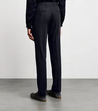 Sandro Paris Virgin Wool Straight Trousers In Blue