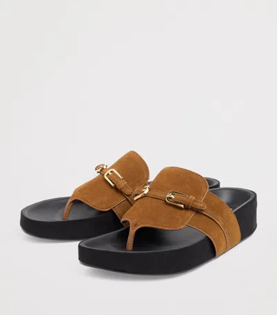 Sandro Paris Suede-leather Platform Flip Flops In Multi