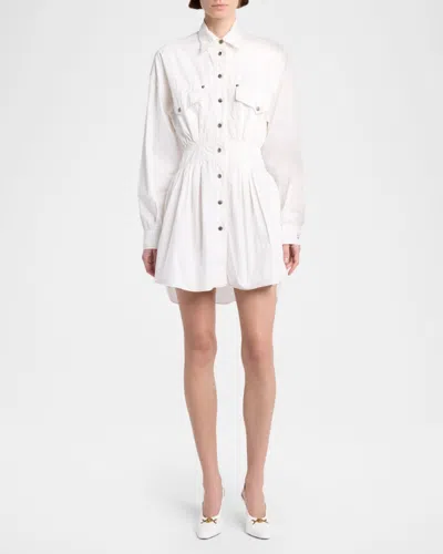 Versace Medusa Shirt Dress Chest Pockets Waist Detail In White