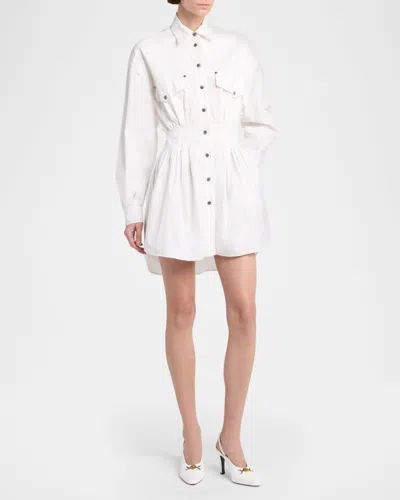 Versace Medusa Shirt Dress Chest Pockets Waist Detail In White