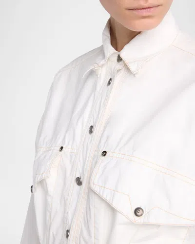 Versace Medusa Shirt Dress Chest Pockets Waist Detail In White