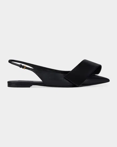 Givenchy Black Twisted Ribbon Slingback Ballerina Flats In Black