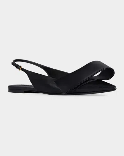 Givenchy Black Twisted Ribbon Slingback Ballerina Flats In Black