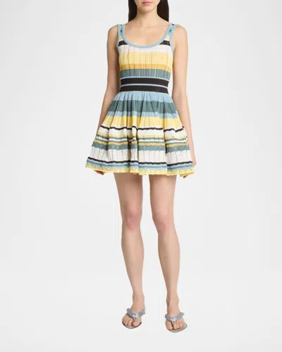 Alaïa Womens Scoop-neck Crinoline Ribbed-knit Mini Dress Multicolor Jaune In Multi