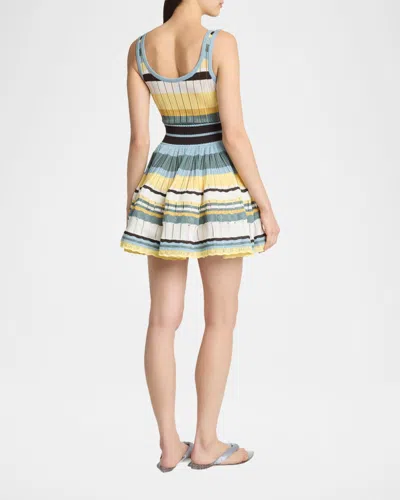 Alaïa Womens Scoop-neck Crinoline Ribbed-knit Mini Dress Multicolor Jaune In Multi