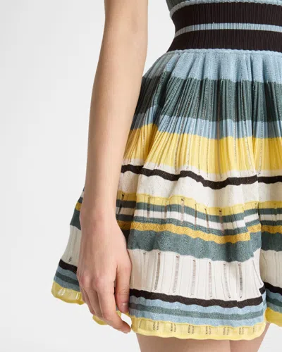 Alaïa Womens Scoop-neck Crinoline Ribbed-knit Mini Dress Multicolor Jaune In Multi
