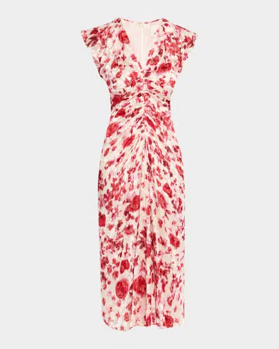 Isabel Marant Lindsay Floral Ruched Jacquard Midi Dress