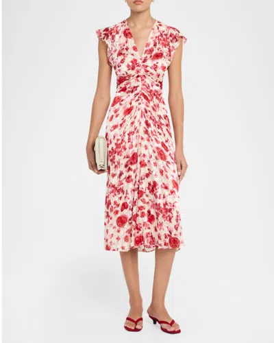 Isabel Marant Lindsay Floral Ruched Jacquard Midi Dress