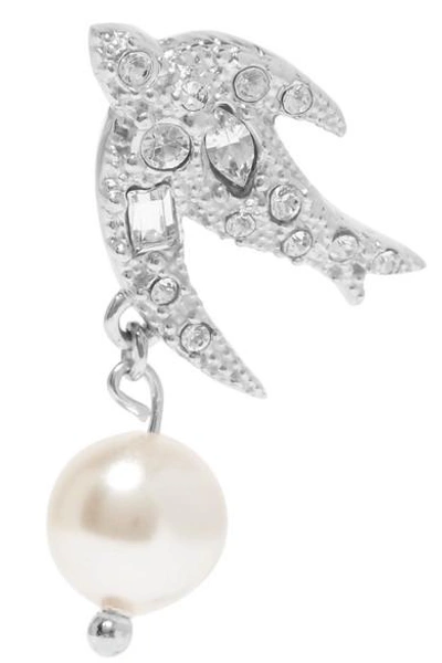 Shop Miu Miu Silver-tone, Crystal And Faux Pearl Earrings