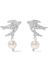 MIU MIU Silver-tone, crystal and faux pearl earrings
