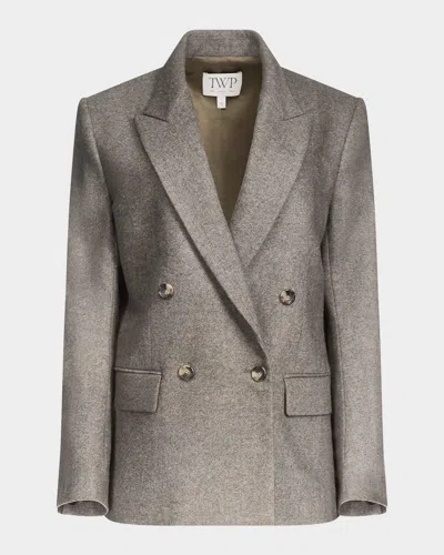 Twp Harper Double-breasted Herringbone Blazer In Gray