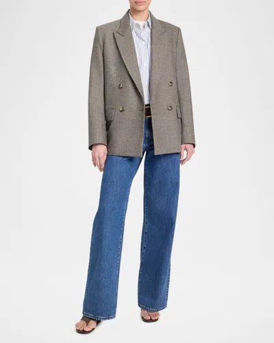 Twp Harper Double-breasted Herringbone Blazer In Gray