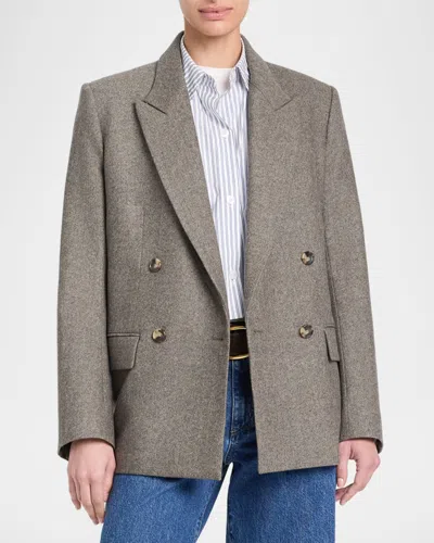Twp Harper Double-breasted Herringbone Blazer In Gray