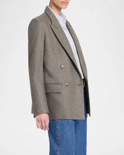 Twp Harper Double-breasted Herringbone Blazer In Gray