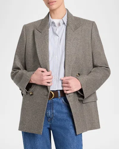 Twp Harper Double-breasted Herringbone Blazer In Gray