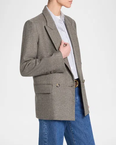 Twp Harper Double-breasted Herringbone Blazer In Gray
