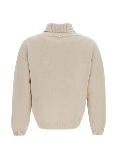 Lorena Antoniazzi Cropped Beige Argyle Pattern Sweater In Multi