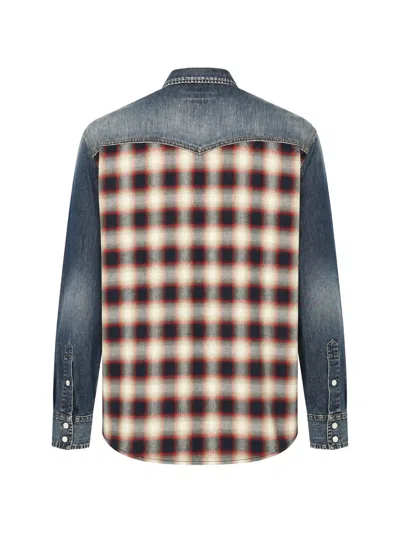 Dsquared2 Strass-embellished Panelled Shirt In Blue